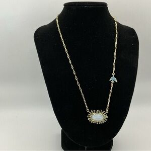 Kendra Scott Elisa Bird Gold Paperclip Chain Necklace White Opalescent NWT